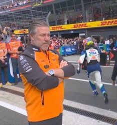 Isack hadjar running away from Zak brown meme template