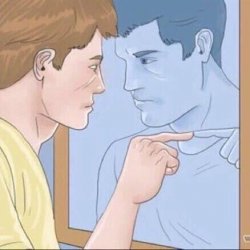 Pointing mirror guy meme template